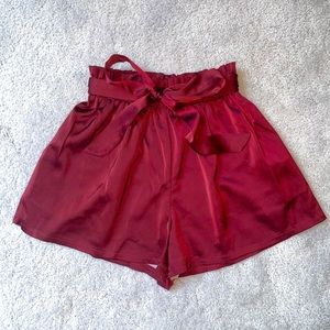 Satin Tied High Waisted Shorts